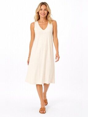 Kettlewell Ivory Cream Cotton Swing Tank Dress Made in Portugal M